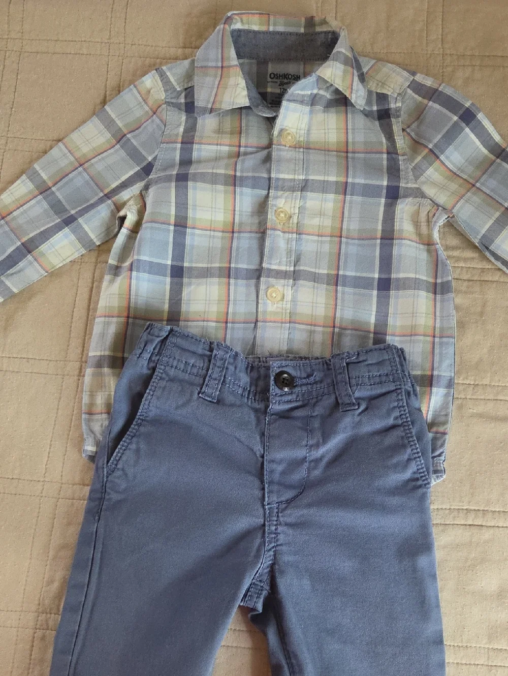 OshKosh B'gosh Pastel Plaid Button-Down Shirt in Blue, Yellow, Cream